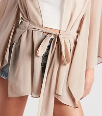 Beach Mode Chiffon Belted Kimono