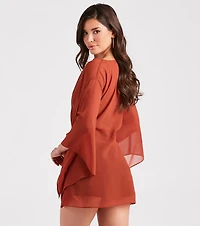 Beach Mode Chiffon Belted Kimono
