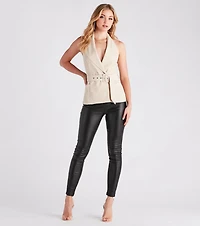 Classic And Iconic Halter Belted Vest Top