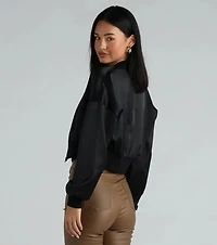 Next-Level Cool Satin Bomber Jacket