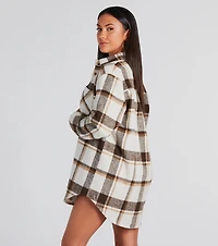 Cute Vibes Only Plaid Long Shacket
