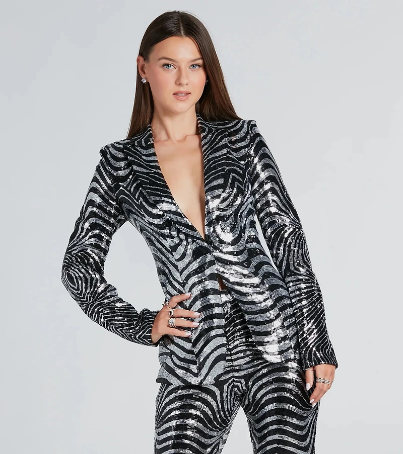 Make An Entrance Sequin Swirl Blazer