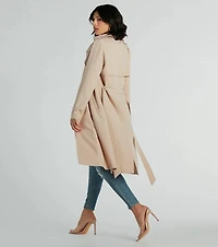 Statement Piece Tie-Waist Woven Trench Coat
