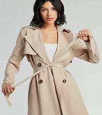 Statement Piece Tie-Waist Woven Trench Coat
