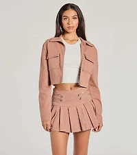 Practical Charm Zip Up Denim Shacket