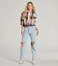 Cozy Cute Plaid Woven Cropped Shacket