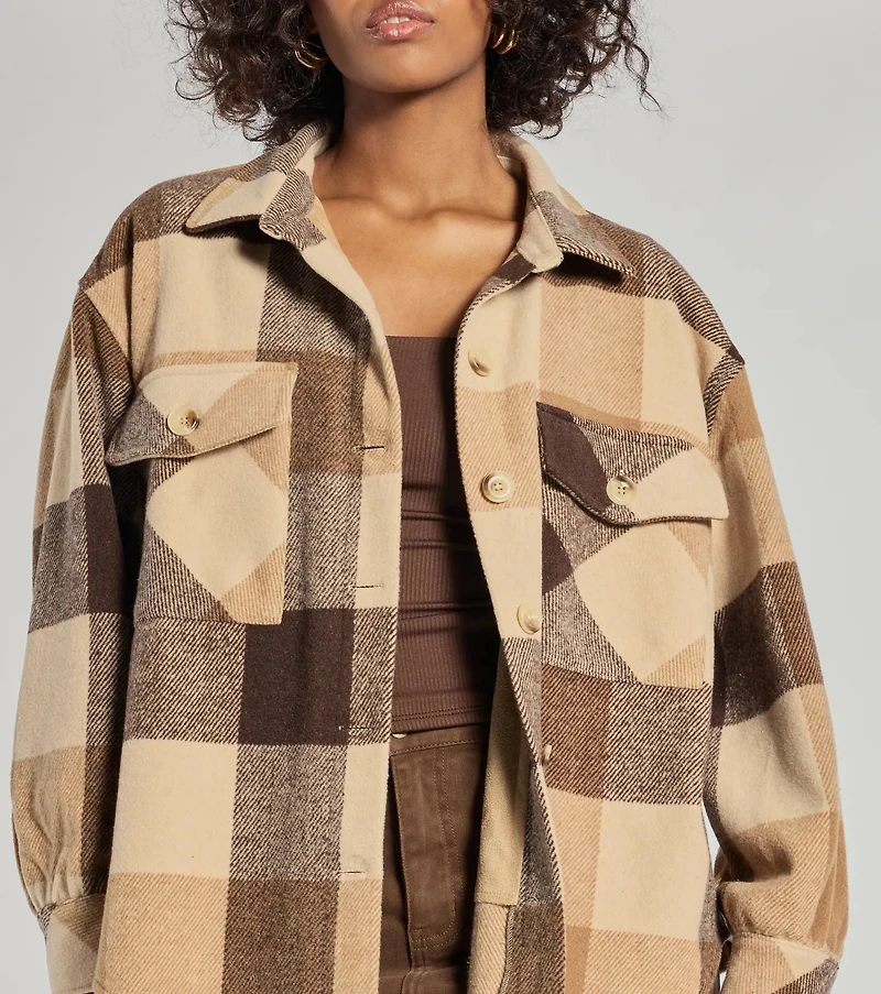 Plaid Passion Oversized Faux Wool Shacket