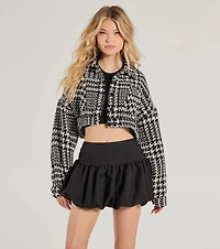 Next Level Chic Houndstooth Woven Cropped Shacket