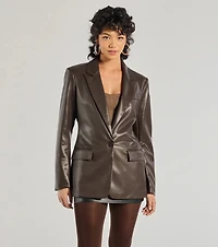 Keep It Trendy Oversized Faux Leather Blazer