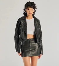 Shift Into Glam Faux Leather Moto Jacket