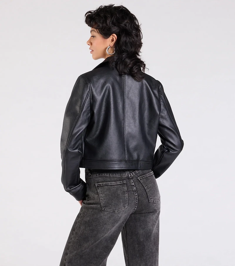 Keep Your Cool Collared Faux Leather Jacket