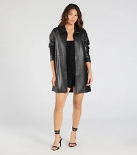 Effortlessly Sleek Faux Leather Oversized Blazer
