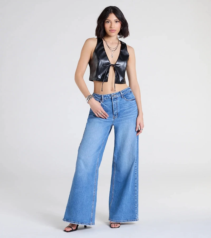 Here To Slay Faux Leather Cropped Vest