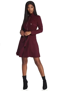 Zip Front Button Detail Trench Coat