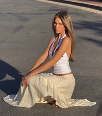 Brunch Bound Ruffle High-Low Maxi Skirt