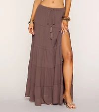 Free Spirit Tiered Slit Maxi Skirt