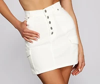 Essential Button Down Cargo Mini Skirt