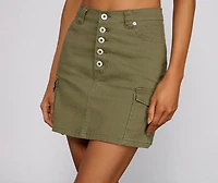 Essential Button Down Cargo Mini Skirt