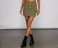 Essential Button Down Cargo Mini Skirt