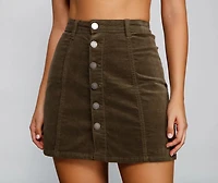 Endless Chic Button Down Corduroy Mini Skirt