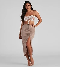 Chic Weekend Vibes Linen Midi Skirt