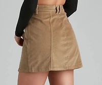 Endless Chic Button Down Corduroy Mini Skirt