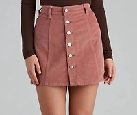 Endless Chic Button Down Corduroy Mini Skirt