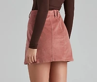 Endless Chic Button Down Corduroy Mini Skirt
