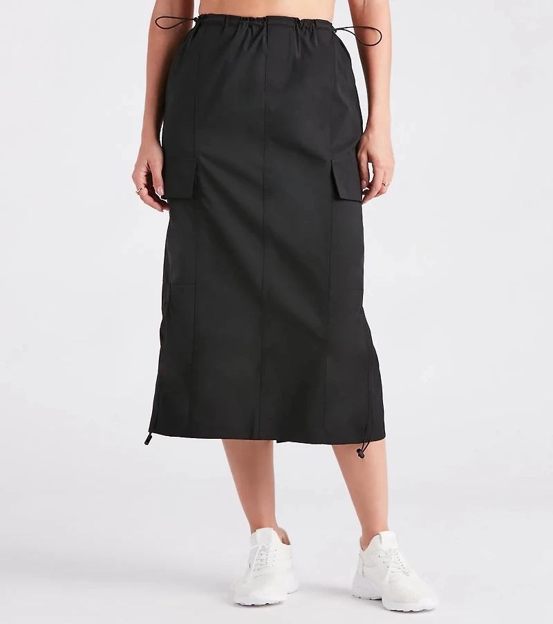 She's A Trendsetter Nylon Parachute Midi Skirt
