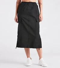 She's A Trendsetter Nylon Parachute Midi Skirt