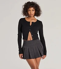 Preppy Chic Drop Waist Pleated Corduroy Mini Skirt