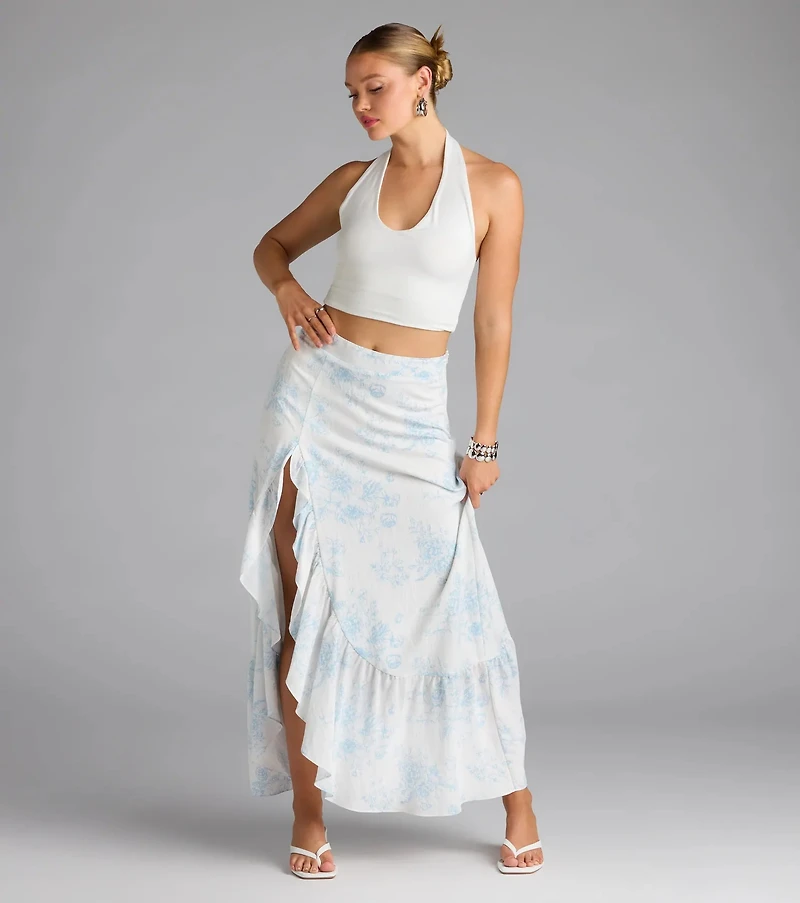 Whimsical Essence Ruffled Floral Maxi Skirt