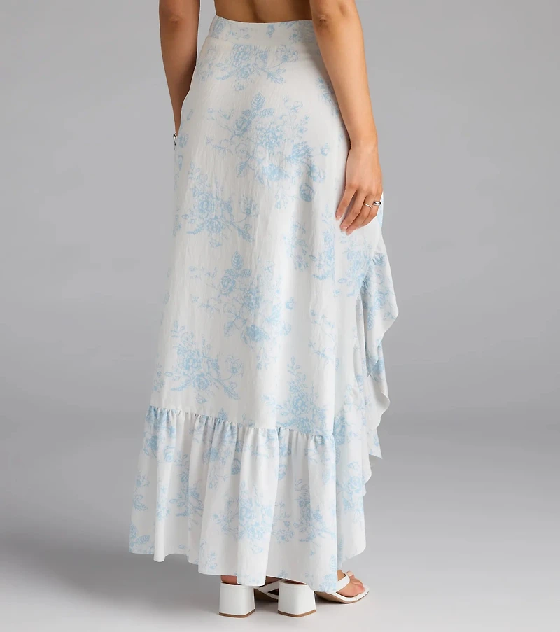 Whimsical Essence Ruffled Floral Maxi Skirt