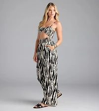 Remarkable Energy Abstract Striped Wide-Leg Jumpsuit