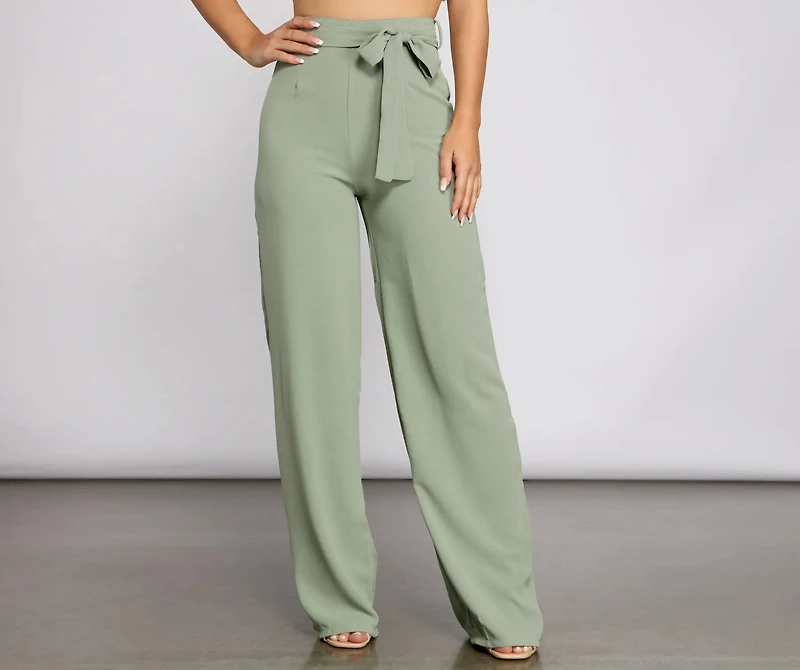 High Waist Tie Linen Pants