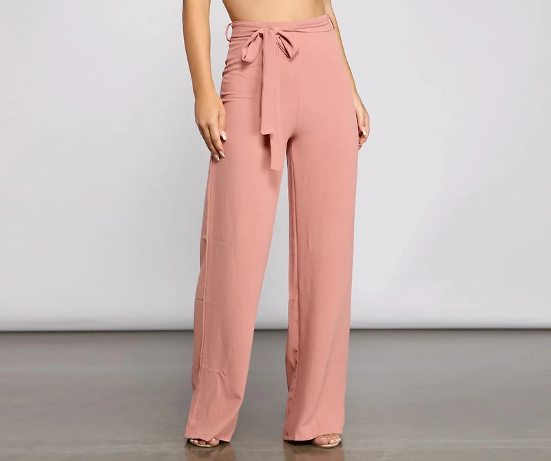 High Waist Tie Linen Pants