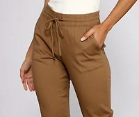 Basic High Waist Twill Joggers