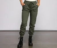 Basic High Waist Twill Joggers