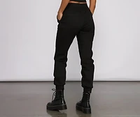 Basic High Waist Twill Joggers