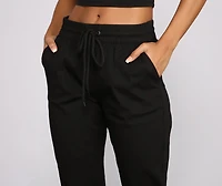 Basic High Waist Twill Joggers