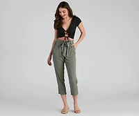 Trendsetter Tie Waist Paperbag Pants