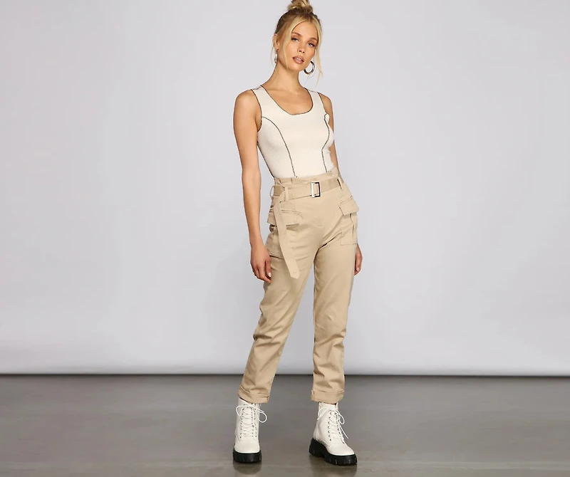 So Chic Paperbag Cargo Pants