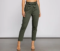 Trendy And Tapered High Waist Paperbag Pants