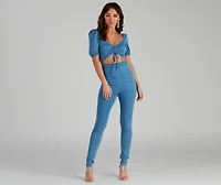 All Too Stylish Denim Catsuit