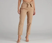 Trendy And Tapered High Waist Paperbag Pants