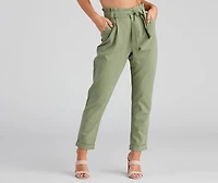 Trendy And Tapered High Waist Paperbag Pants