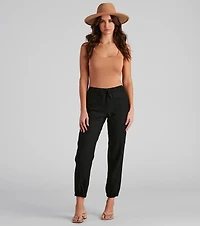 Seashore Stroll Drawstring Linen Joggers