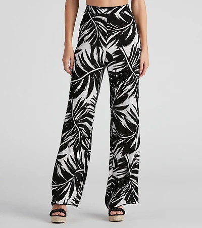 Sandy Beaches Palm Wide-Leg Pants
