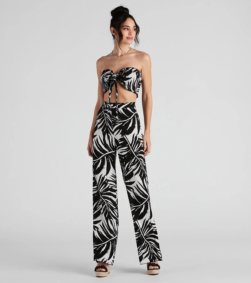 Sandy Beaches Palm Wide-Leg Pants