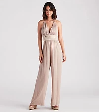 Wandering Bliss Halter Crochet Jumpsuit